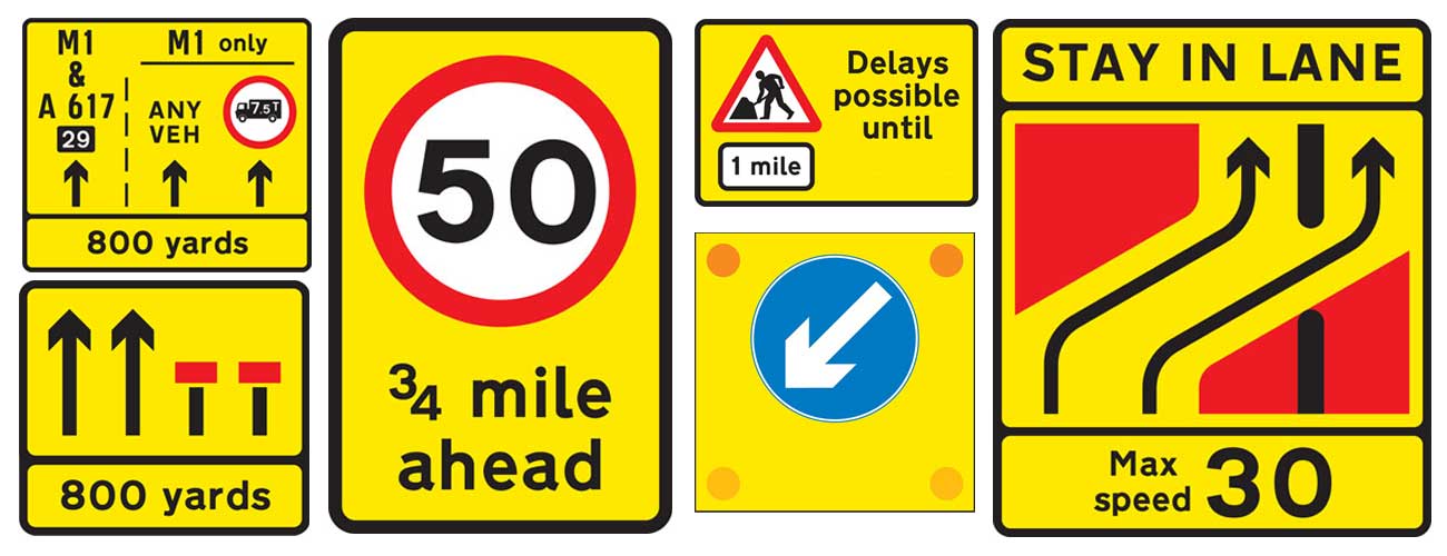 roadwork directions signs
